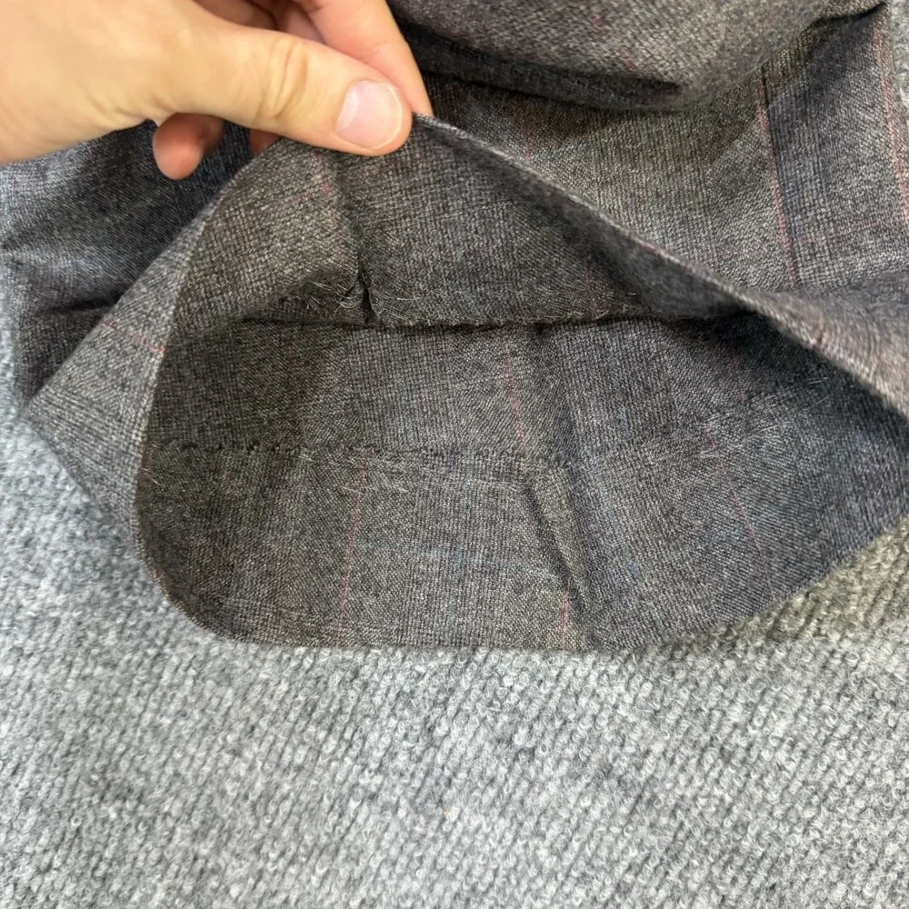 Vintage Flannel Dress Pants Mens 40x29 Gray Wool Pinstripe Flat Front Trousers